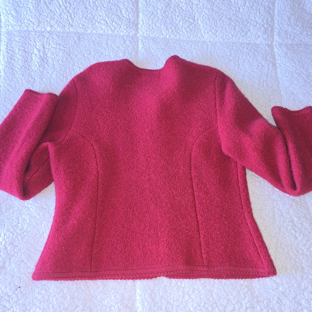 Red Button-Up Wool Jacket - Picture 3 of 4